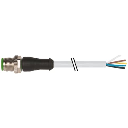 M12 Male 0° With Cable, PVC 5x0.34 Gy UL/CSA 5m